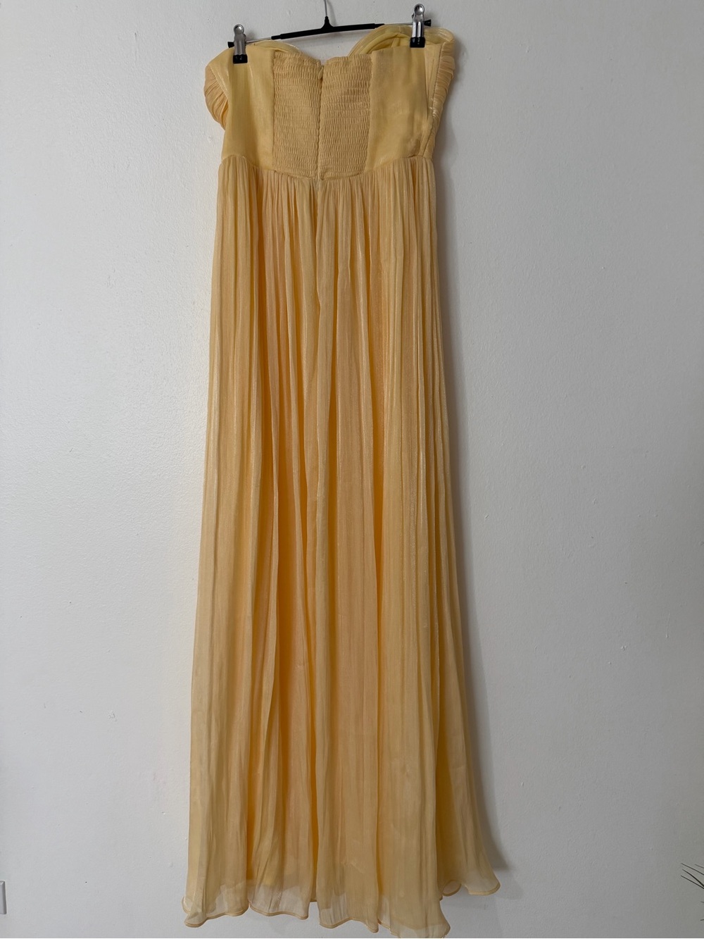 Maniju Pastel Yellow Shimmer Maxi Dress w/ Shawl – Size M - Picture 4 of 5
